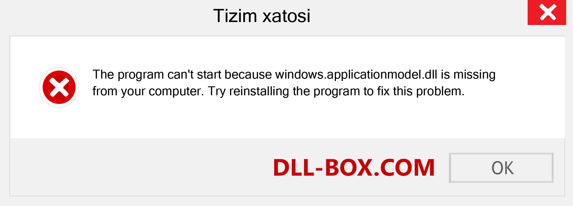 windows.applicationmodel.dll fayli yo'qolganmi?. Windows 7, 8, 10 uchun yuklab olish - Windowsda windows.applicationmodel dll etishmayotgan xatoni tuzating, rasmlar, rasmlar